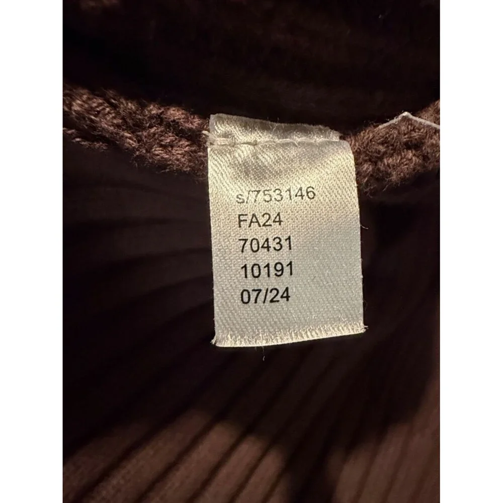 Lou & Grey Chunky 100% Cotton Full Zip Pockets Ribbed Brown Cardigan Jacket SZ M